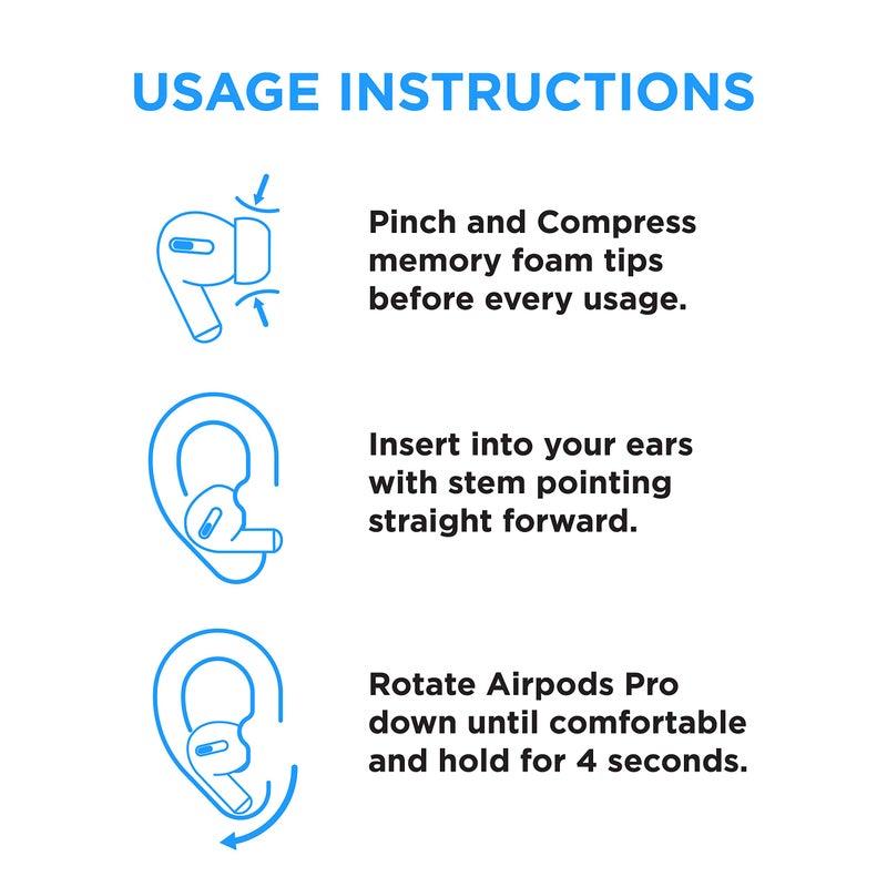 AutoLine Pro Foam Masters Memory Foam Ear Tips for AirPods Pro 1st & 2nd Gen | Comfortable | Secure | Better Noise Cancellation | Version 3.0 Replacement Buds (Small - 3 Pairs, Gray) - Image 5